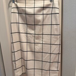 Express Cream and Black Grid Pencil Skirt